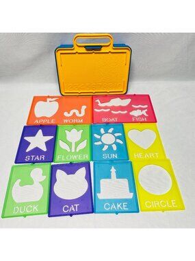 Vintage Tupperware Tuppertoys Storage Case Box with 10 Stencils 1990
